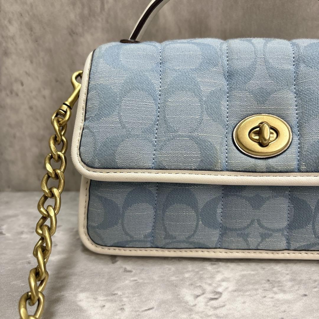 COACH Shoulder Bag Purse Signature Turn Lock Authentic