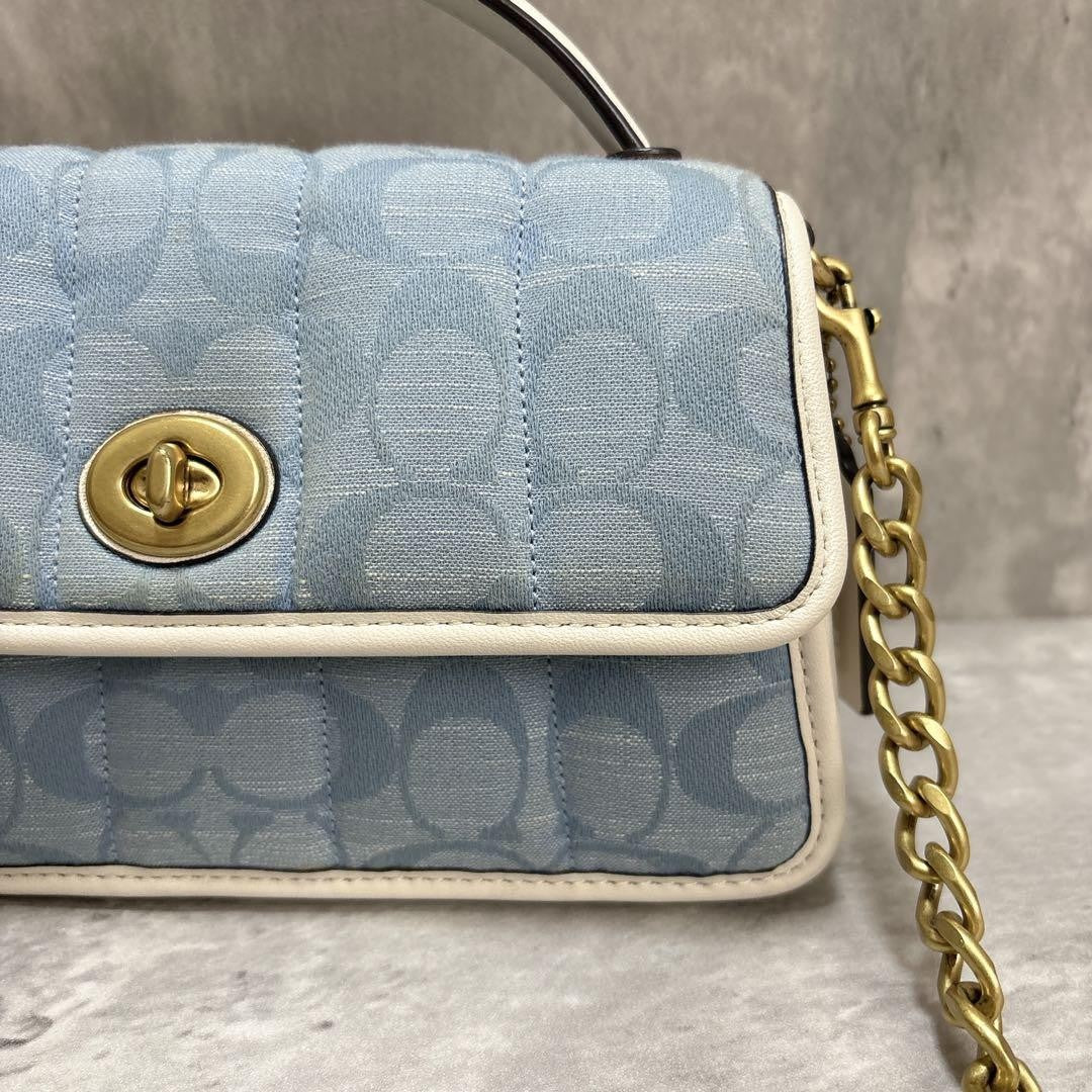 COACH Shoulder Bag Purse Signature Turn Lock Authentic