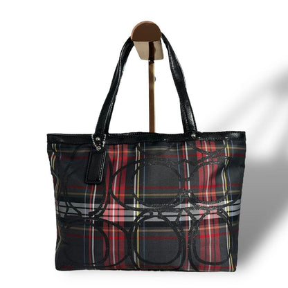 COACH Hand Bag Tote Purse Nylon Multicolor Authentic
