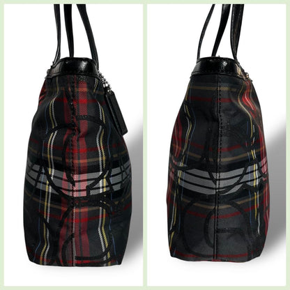 COACH Hand Bag Tote Purse Nylon Multicolor Authentic
