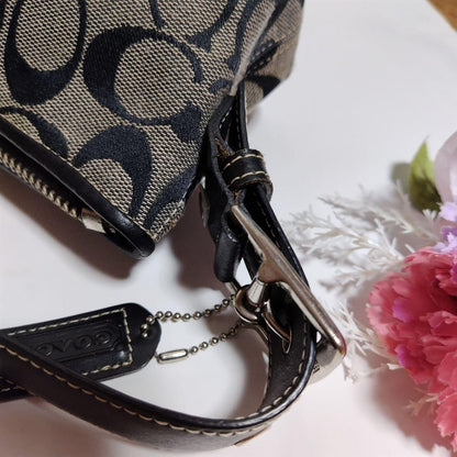 COACH Hand Shoulder Bag Tote Purse Signature Black Authentic