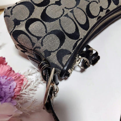 COACH Hand Shoulder Bag Tote Purse Signature Black Authentic