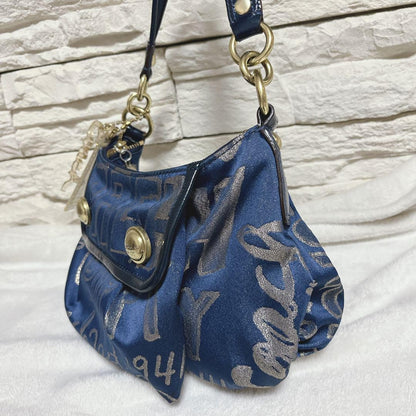 COACH Shoulder Bag Purse 15302 Poppy Blue Silver Authentic