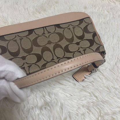 COACH Shoulder Bag Purse Signature Canvas Leather Beige Authentic