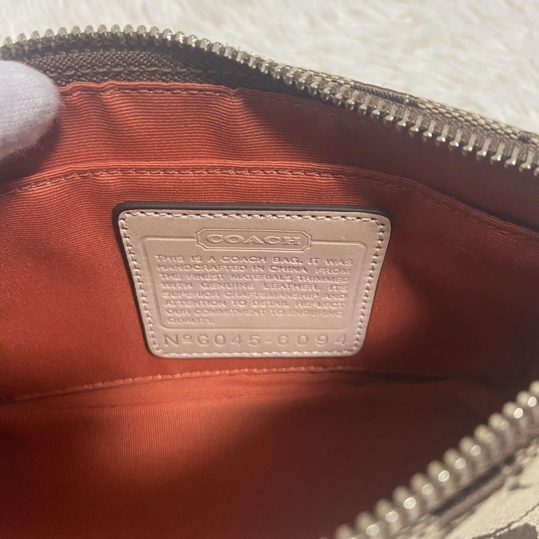 COACH Shoulder Bag Purse Signature Canvas Leather Beige Authentic