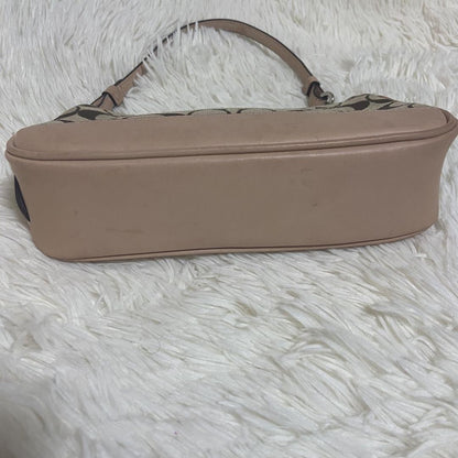 COACH Shoulder Bag Purse Signature Canvas Leather Beige Authentic