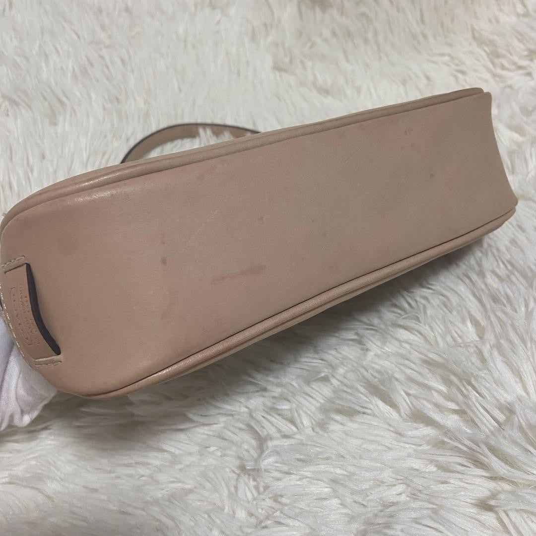 COACH Shoulder Bag Purse Signature Canvas Leather Beige Authentic