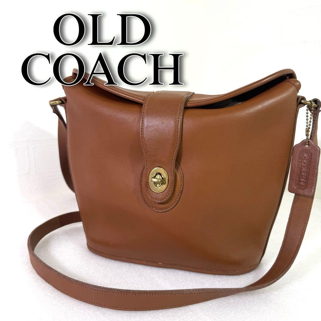 COACH Shoulder Bag Purse 9948 Turn Lock OLD Leather Brown Authentic