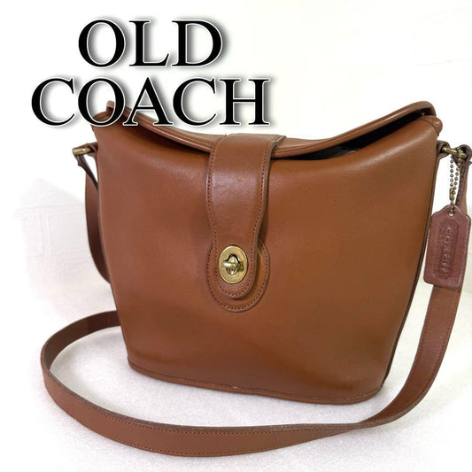 COACH Shoulder Bag Purse 9948 Turn Lock OLD Leather Brown Authentic