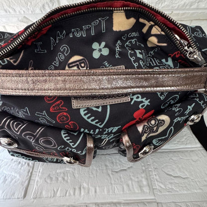 COACH Shoulder Bag Purse 2way Poppy Canvas Black Authentic
