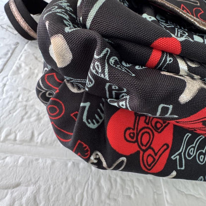 COACH Shoulder Bag Purse 2way Poppy Canvas Black Authentic