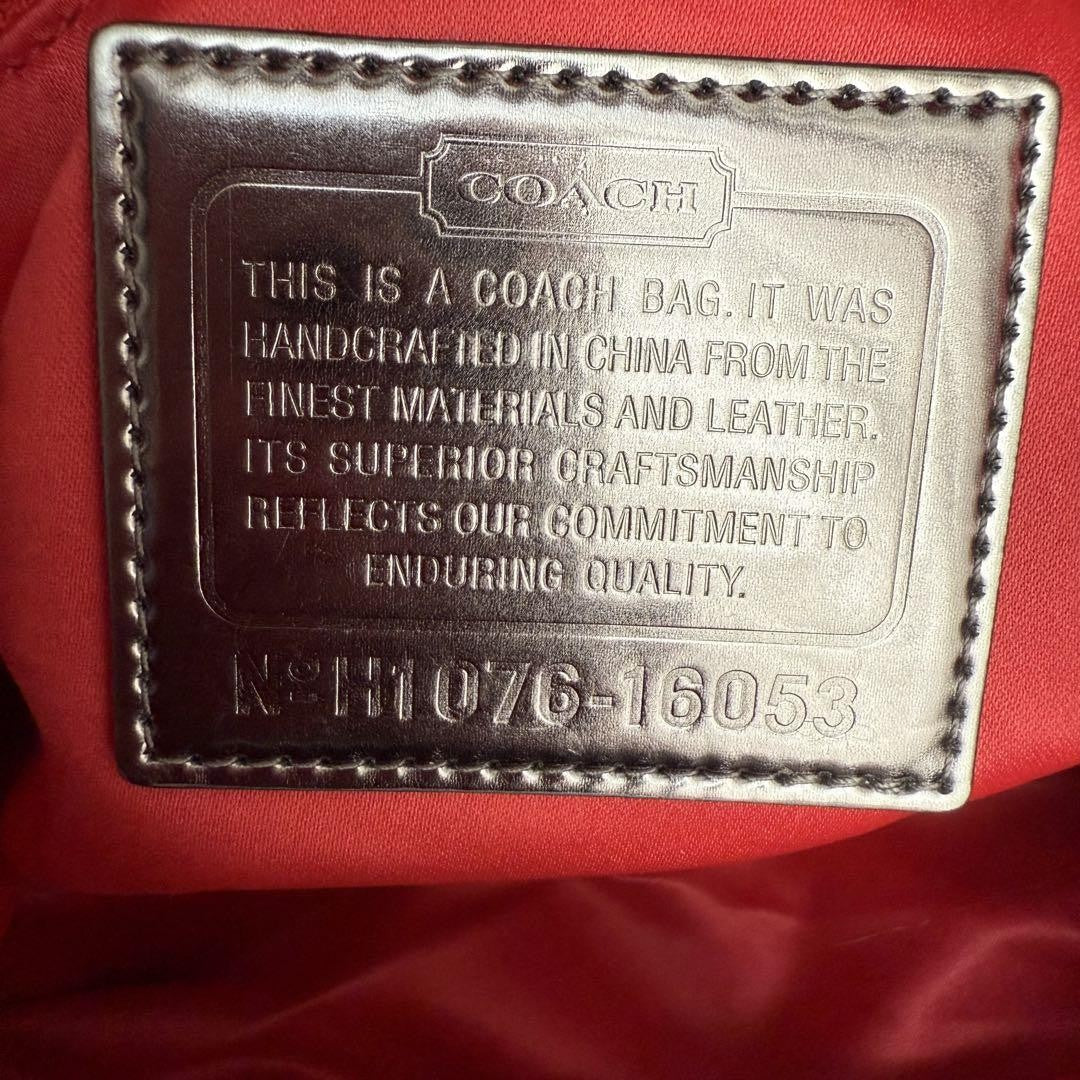 COACH Shoulder Bag Purse 2way Poppy Canvas Black Authentic