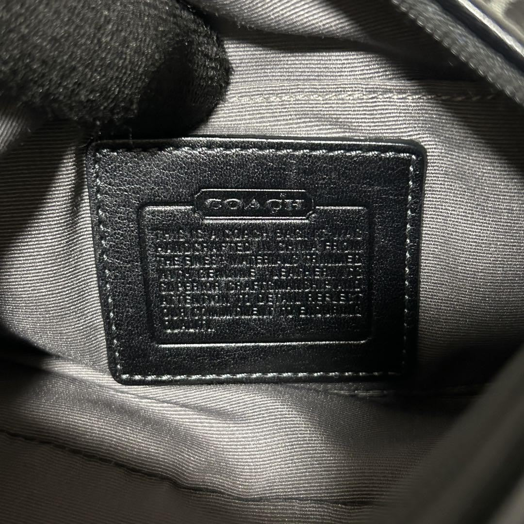 COACH Accessory Pouch Hand Bag Tote Purse Signature Canvas Black Authentic