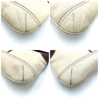 COACH Shoulder Bag Purse Leather White Bordeaux Authentic