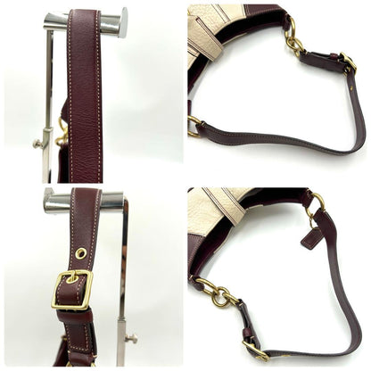 COACH Shoulder Bag Purse Leather White Bordeaux Authentic