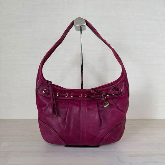 COACH Shoulder Bag Purse Hobo Leather Pink Authentic