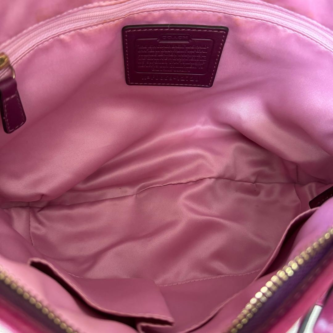 COACH Shoulder Bag Purse Hobo Leather Pink Authentic