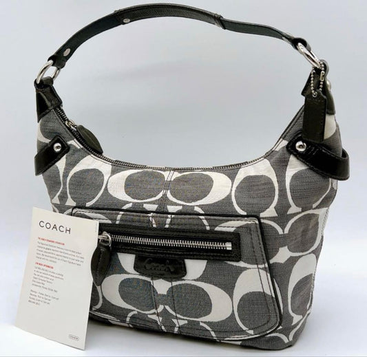 COACH Shoulder Bag Purse Signature Denim Gray Authentic