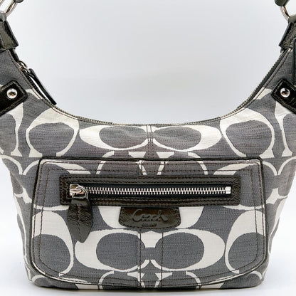 COACH Shoulder Bag Purse Signature Denim Gray Authentic