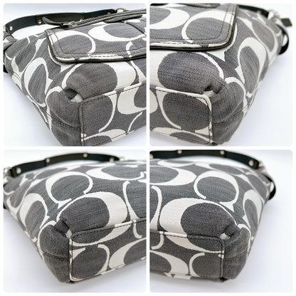 COACH Shoulder Bag Purse Signature Denim Gray Authentic