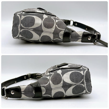 COACH Shoulder Bag Purse Signature Denim Gray Authentic