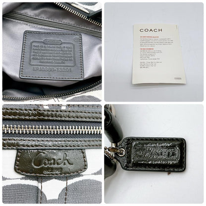 COACH Shoulder Bag Purse Signature Denim Gray Authentic