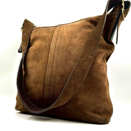 COACH Shoulder Bag Purse 9322 Suede Dark Brown Authentic