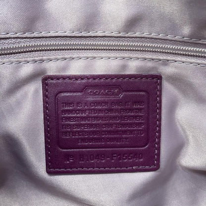 COACH Hand Shoulder Bag Tote Purse 2way Canvas Leather Purple Authentic