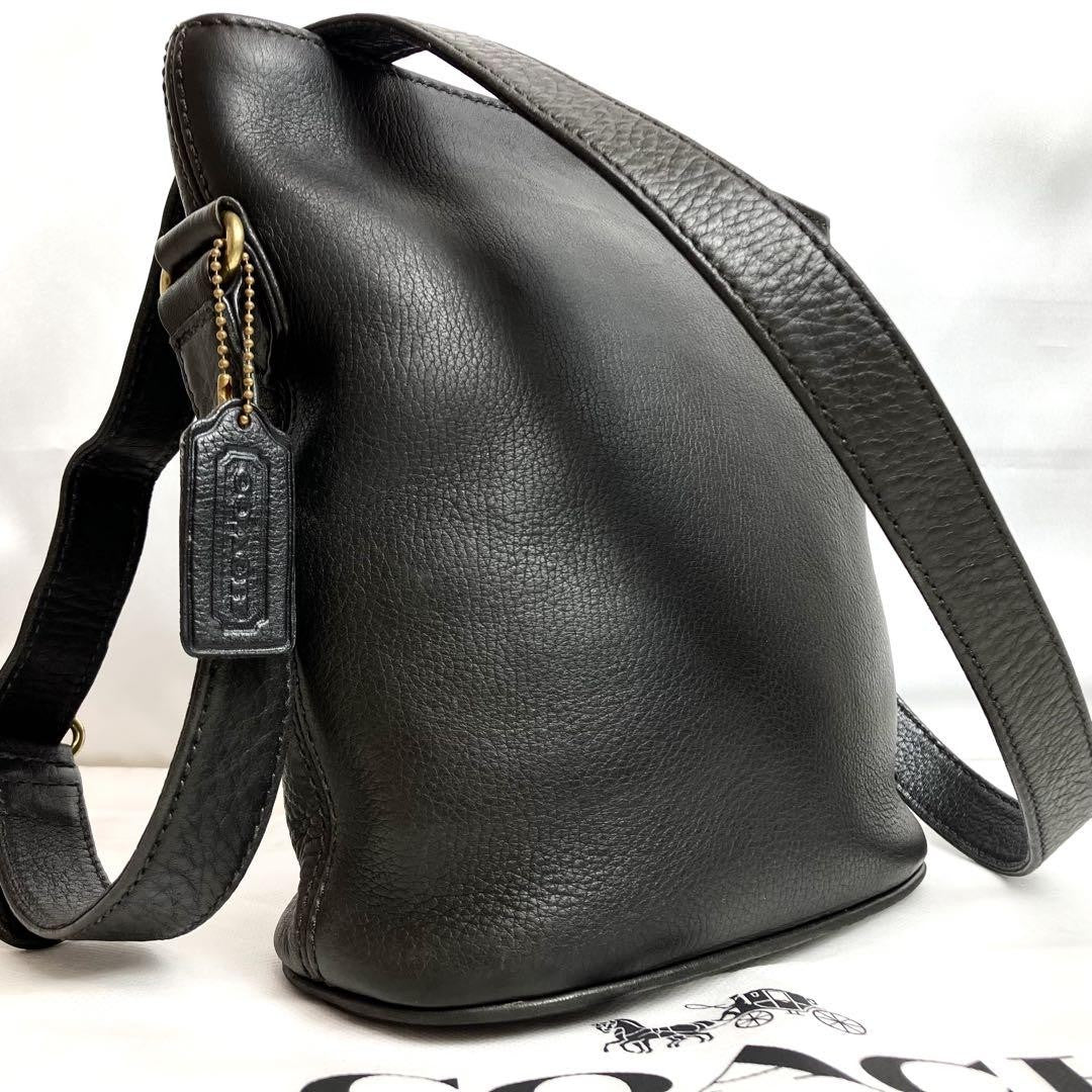 COACH Shoulder Bag Purse Old Leather Black Authentic