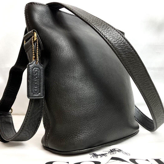 COACH Shoulder Bag Purse Old Leather Black Authentic