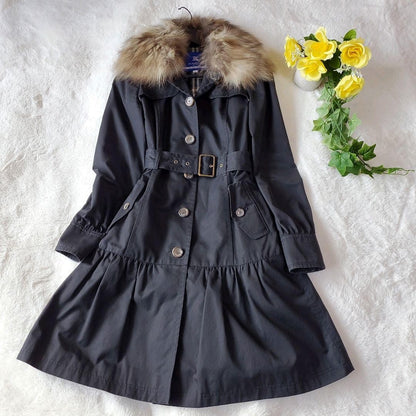 BURBERRY BLUE LABEL Coat Nova Check Asian fit M 38 US size S Black Authentic