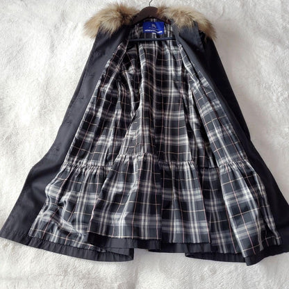 BURBERRY BLUE LABEL Coat Nova Check Asian fit M 38 US size S Black Authentic