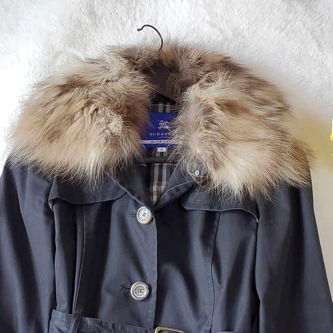BURBERRY BLUE LABEL Coat Nova Check Asian fit M 38 US size S Black Authentic