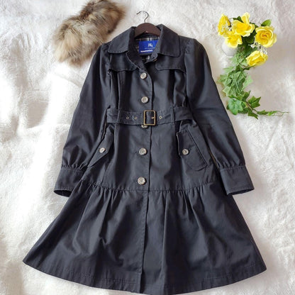 BURBERRY BLUE LABEL Coat Nova Check Asian fit M 38 US size S Black Authentic