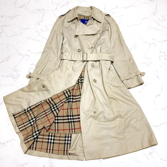 BURBERRY BLUE LABEL Coat Nova Check Asian fit L 40 US size M Beige Authentic