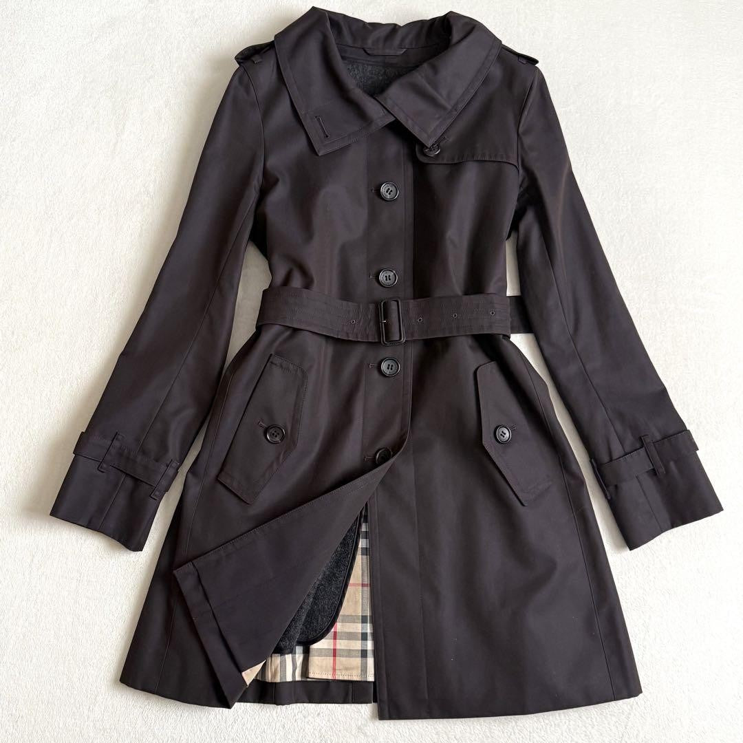 BURBERRY LONDON Coat Nova Check Asian fit M 38 US size S Black Authentic