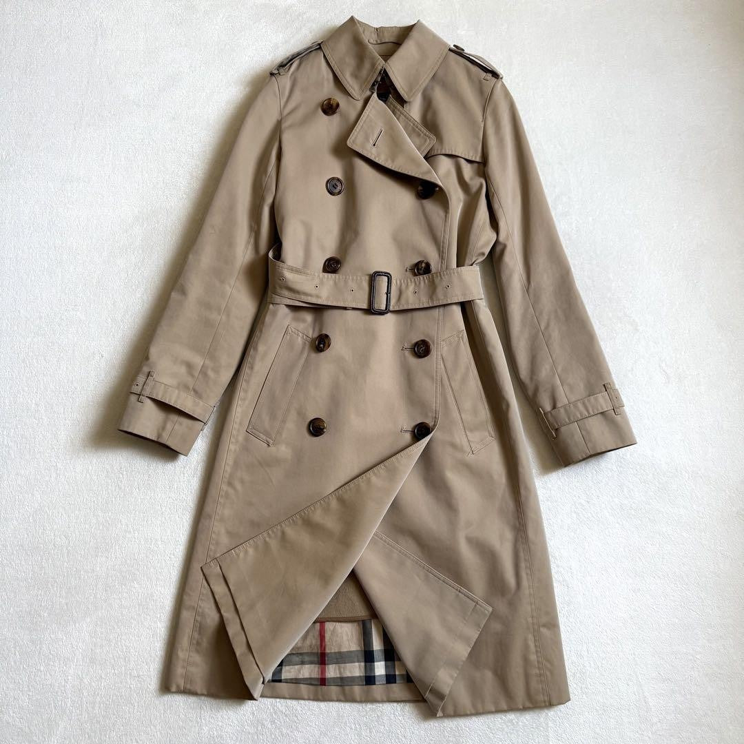 BURBERRY LONDON Coat Nova Check Asian fit S 36 US size XS Honey Beige Authentic
