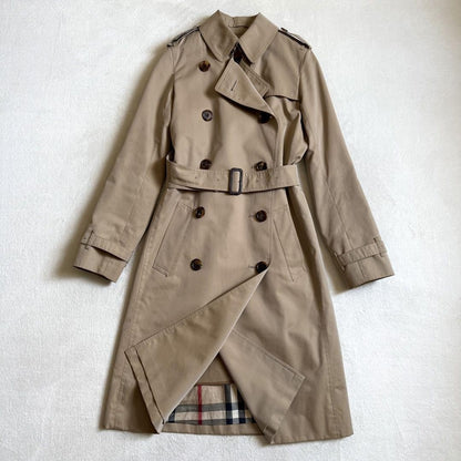 BURBERRY LONDON Coat Nova Check Asian fit S 36 US size XS Honey Beige Authentic