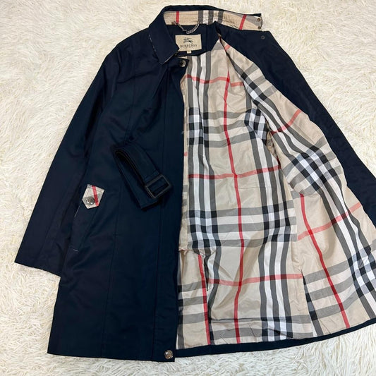 BURBERRY LONDON Coat Nova Check Asian fit 3XL US size 2XL Navy Authentic