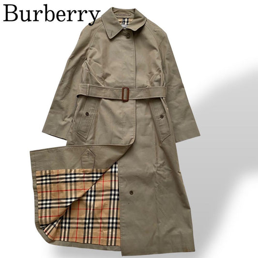 BURBERRY Coat Nova Check Asian fit S US size XS Khaki Authentic