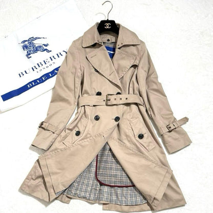 BURBERRY BLUE LABEL Coat Nova Check Asian fit M 38 US size S Beige Authentic