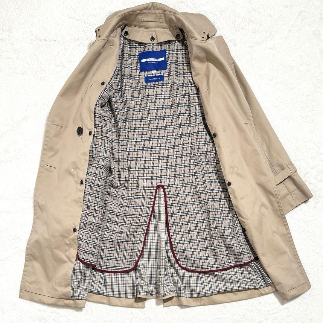 BURBERRY BLUE LABEL Coat Nova Check Asian fit M 38 US size S Beige Authentic