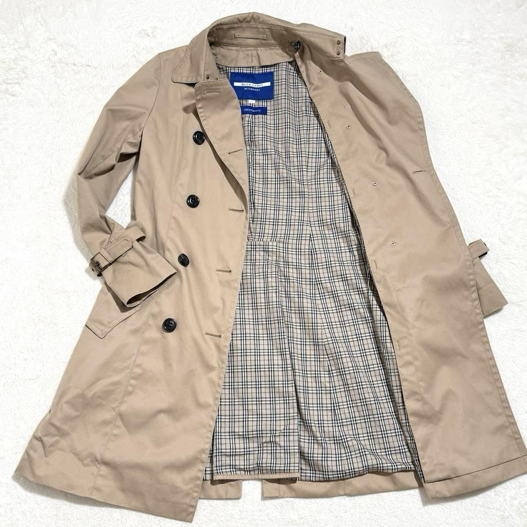 BURBERRY BLUE LABEL Coat Nova Check Asian fit M 38 US size S Beige Authentic