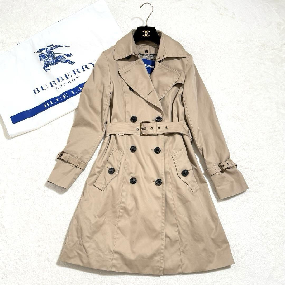 BURBERRY BLUE LABEL Coat Nova Check Asian fit M 38 US size S Beige Authentic