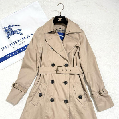 BURBERRY BLUE LABEL Coat Nova Check Asian fit M 38 US size S Beige Authentic