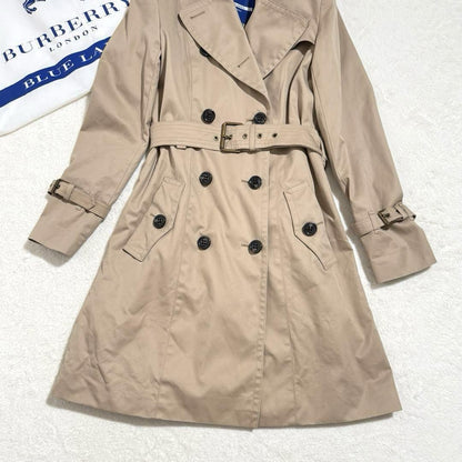 BURBERRY BLUE LABEL Coat Nova Check Asian fit M 38 US size S Beige Authentic