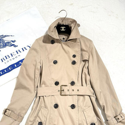 BURBERRY BLUE LABEL Coat Nova Check Asian fit M 38 US size S Beige Authentic