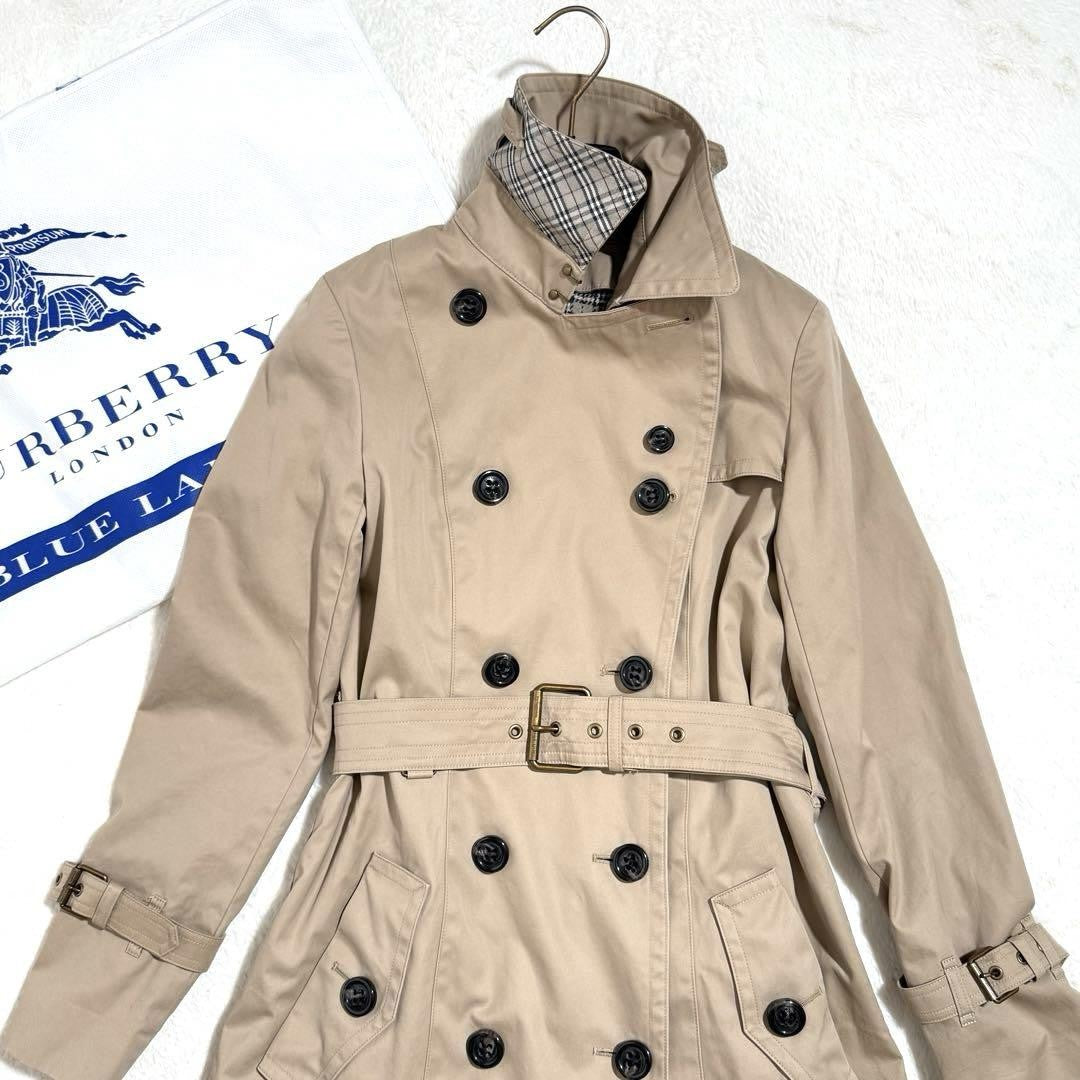 BURBERRY BLUE LABEL Coat Nova Check Asian fit M 38 US size S Beige Authentic