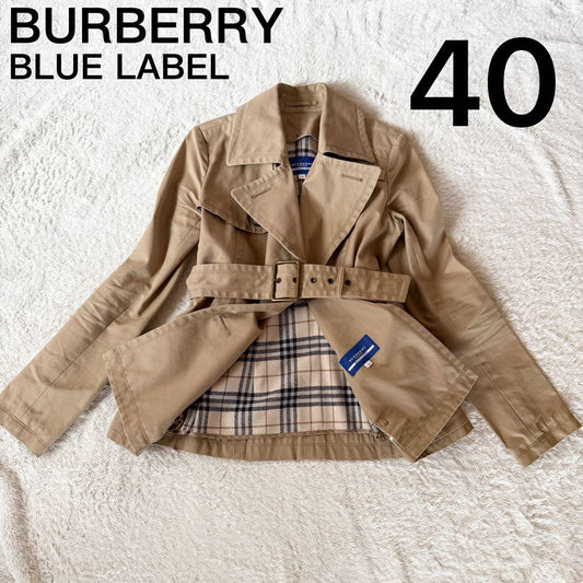 BURBERRY BLUE LABEL Coat Nova Check Asian fit L 40 US size M Beige Authentic