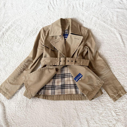 BURBERRY BLUE LABEL Coat Nova Check Asian fit L 40 US size M Beige Authentic